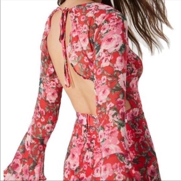 B Darlin Floral Open Back Bell Sleeve Mini Dress 13/14 - Picture 6 of 11